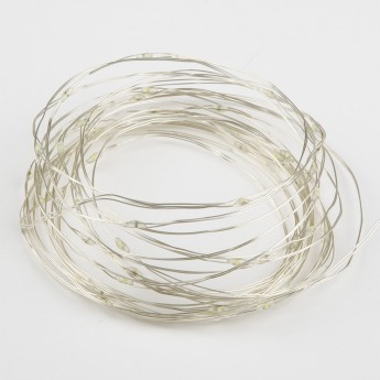 Гирлянда светодиодная UNIEL WHITE ULD-S0200-020/SСB/2AA "Роса" на батарейках IP20 2м 20 светодиодов, белый свет провод медный