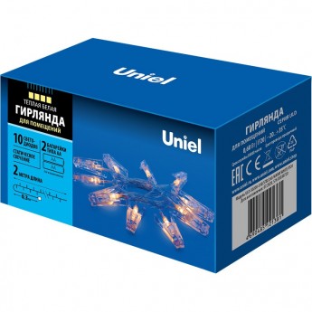 Гирлянда UNIEL ULD-S0200-010/STB/2AA WARM WHITE IP20 CLIPS