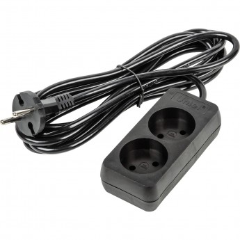 Удлинитель серии UNIEL S-CU2-3 BLACK , шнур 2м., 2 гнезда, 10A, б/з